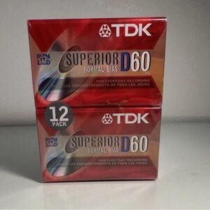 Brand New 12 Pack TDK Superior Normal Bias D60 Blank Audio Cassette Tapes Sealed